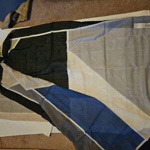 Black and Blue Geometric Scarf